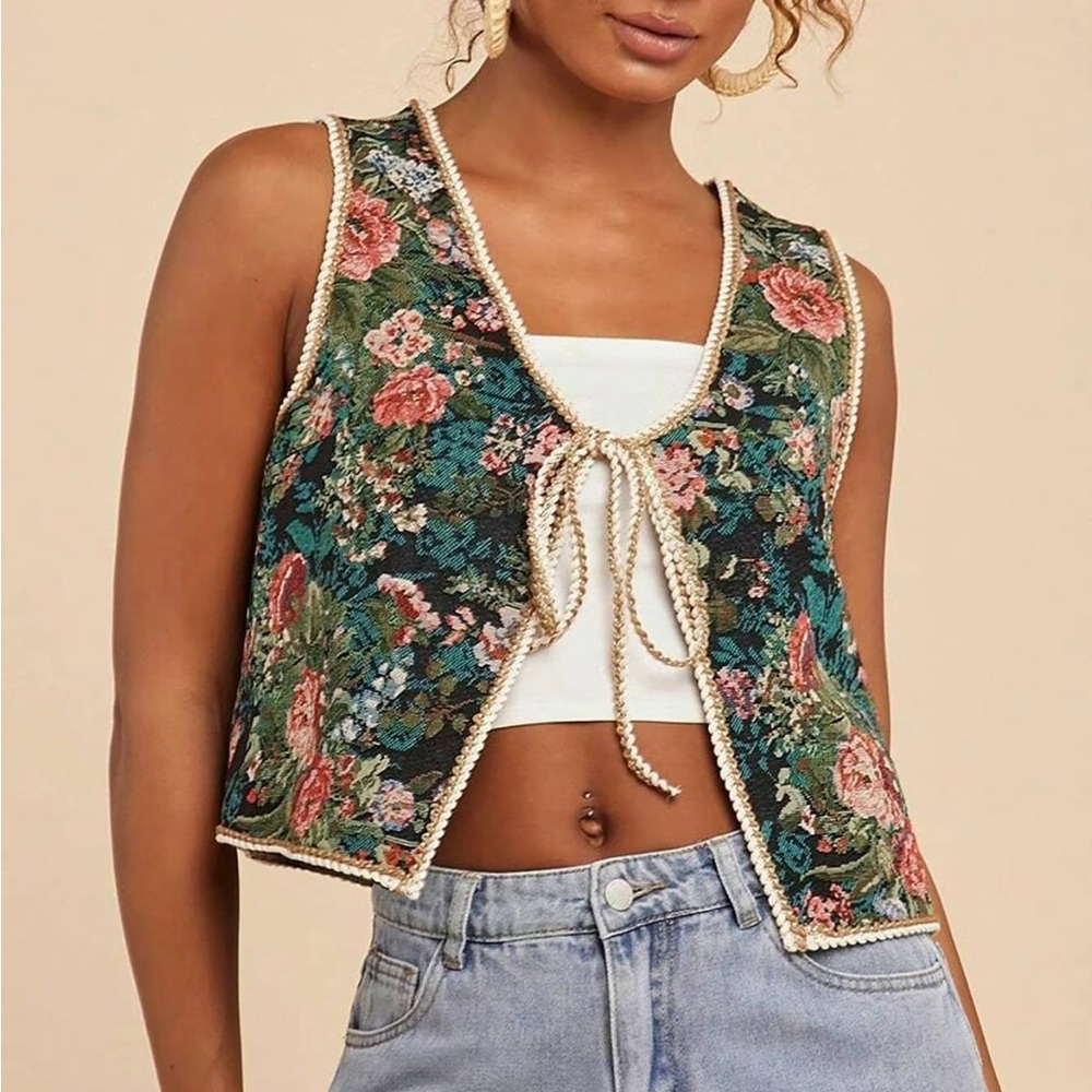 Floral Embroidered Vest